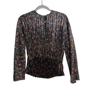Vince Pomegranate Floral Pleated Blouse